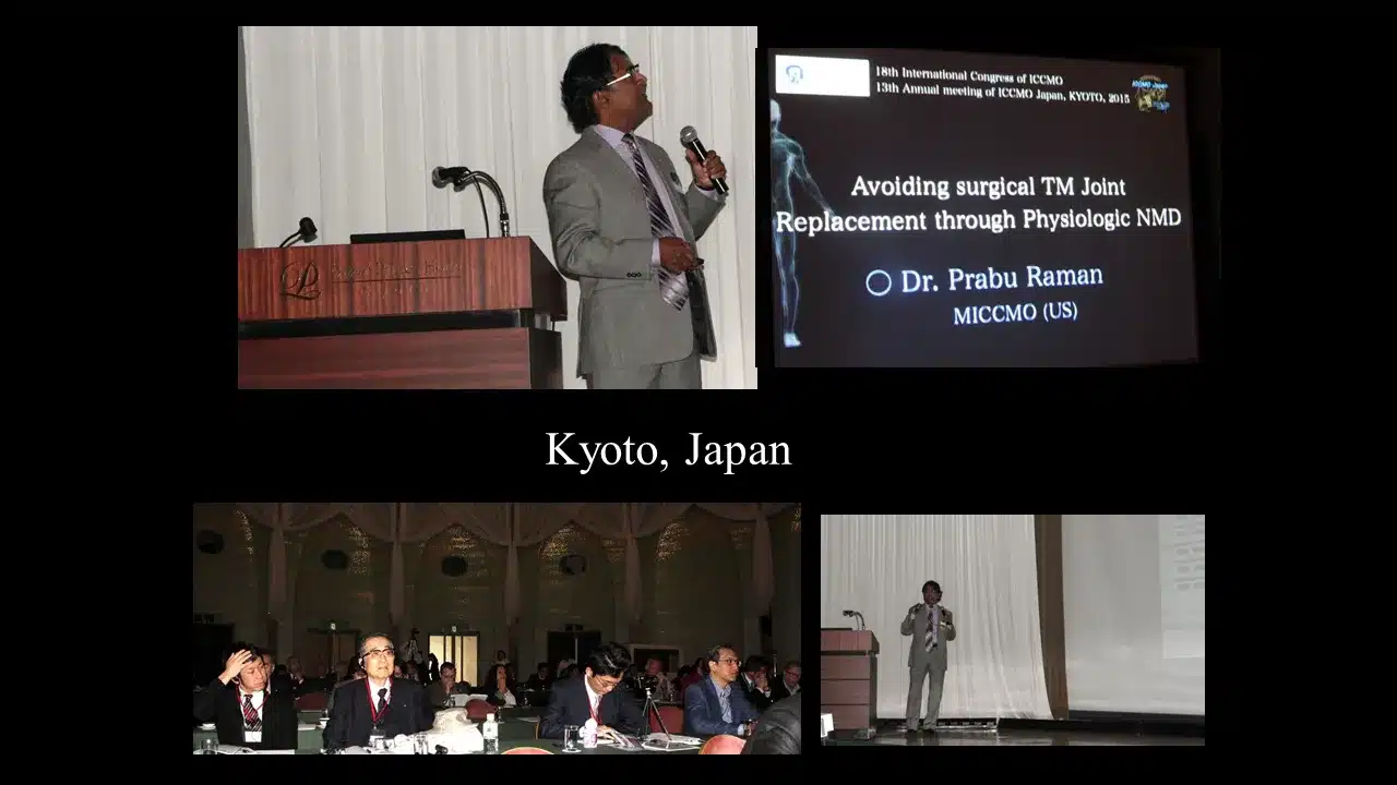 Dr Raman at a TMJ Joint/ Physiologic NMD speaking event in Kyoto, Japan